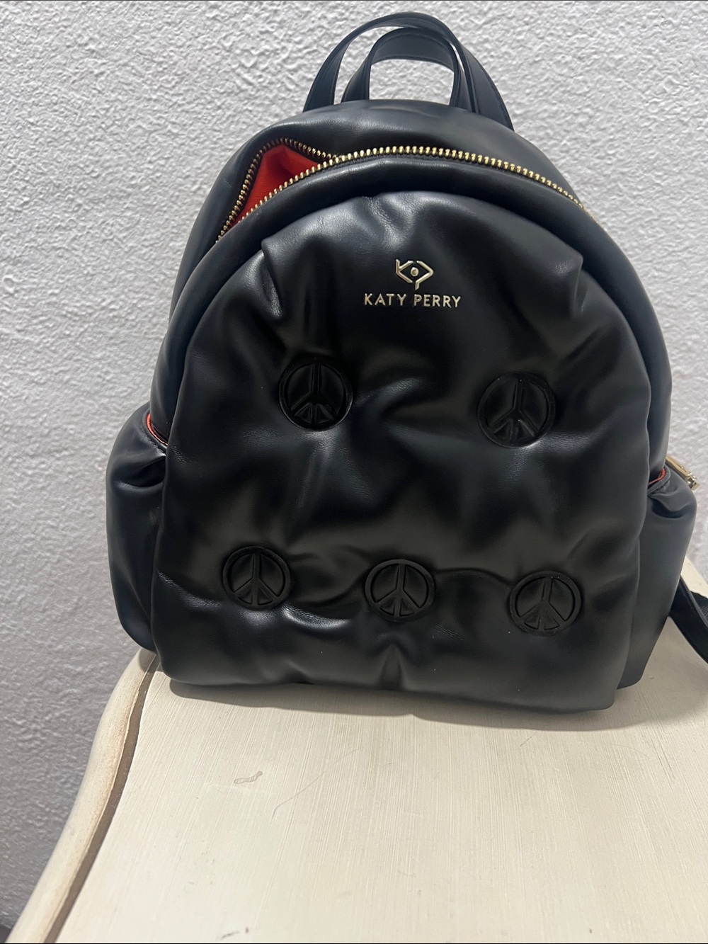 Katy Perry Collections Black Mini Peace Backpack with Gold Accents